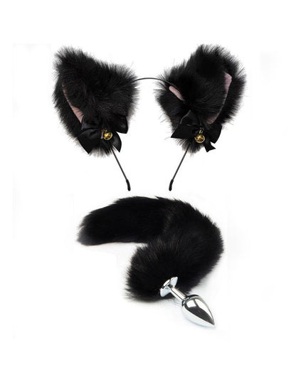 Sexy Bell Collar Tail Jewelry Maid Costume Headdress Neck Accessory Props Set