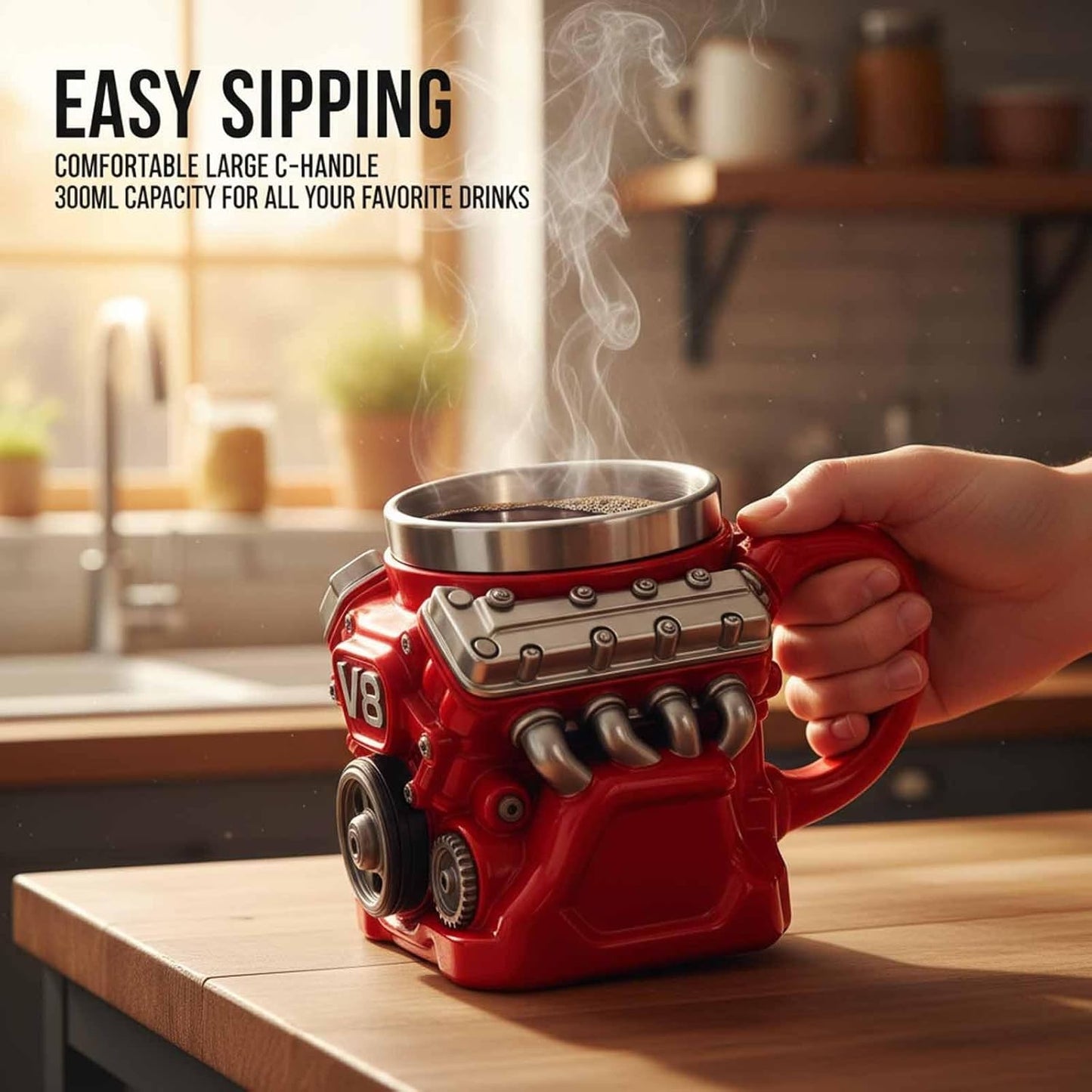 🔥LAST DAY 50% OFF🔥-Retro Engine Coffee Mug, V8 Engines Stainless Steel Cup