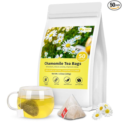 “FurCaper™ Chamomile Herbal Tea – Pure, Soothing, Caffeine-Free Relaxation (50 Bags)”