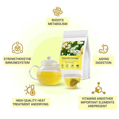 “FurCaper™ Chamomile Herbal Tea – Pure, Soothing, Caffeine-Free Relaxation (50 Bags)”