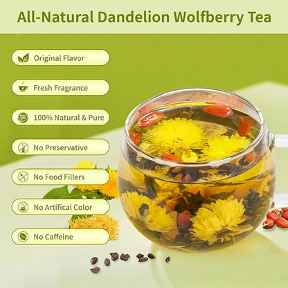 Dandelion Wolfberry Herbal Tea | Organic 8-Herb Blend | Caffeine-Free (36 Bags)