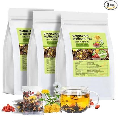 Dandelion Wolfberry Herbal Tea | Organic 8-Herb Blend | Caffeine-Free (36 Bags)