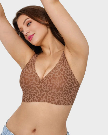 Wireless Leopard V-Neck Contour Bra